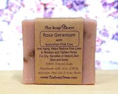 The Soap Haven Singapore Rose Geranium with Australian Pink Clay Soap Bar