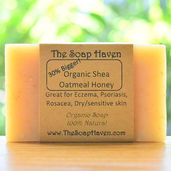 The Soap Haven Organic Shea Butter Oatmeal Honey Soap Bar for eczema and psoriasis