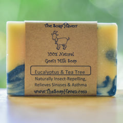 Eucalyptus &amp; Tea Tree Goat Milk Soap (Great for Flu, Sinus, Itchy Skin, Mild Eczema)